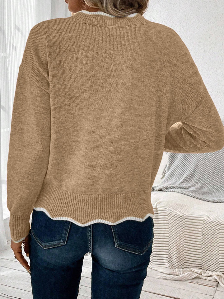 Women's soft notch v-neck sweatshirt, designed for casual comfort.