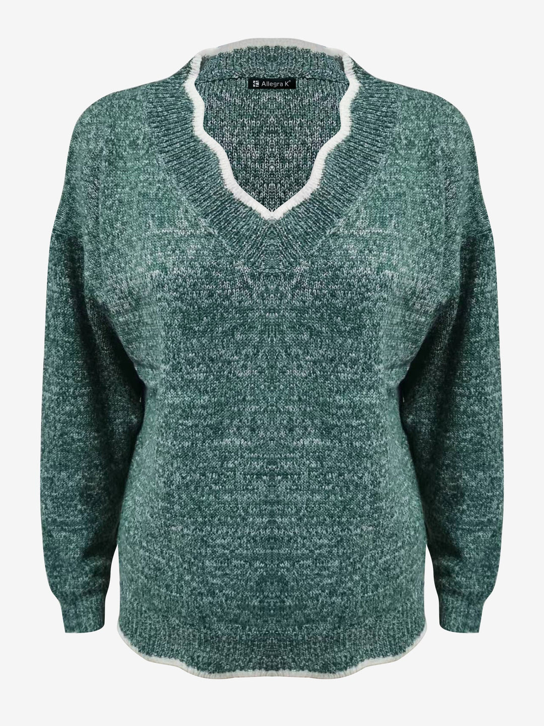 Women's notch v-neck long sleeve pullover, stylish & versatile for casual wear.