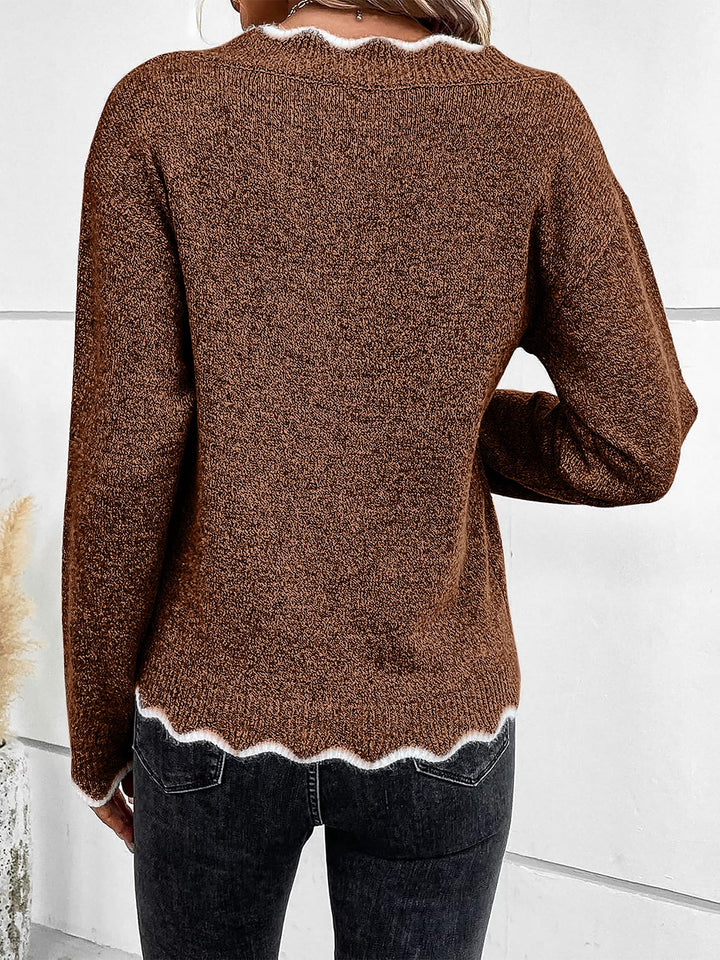 Effortless women's notch v-neck sweatshirt, soft & cozy for relaxed style.