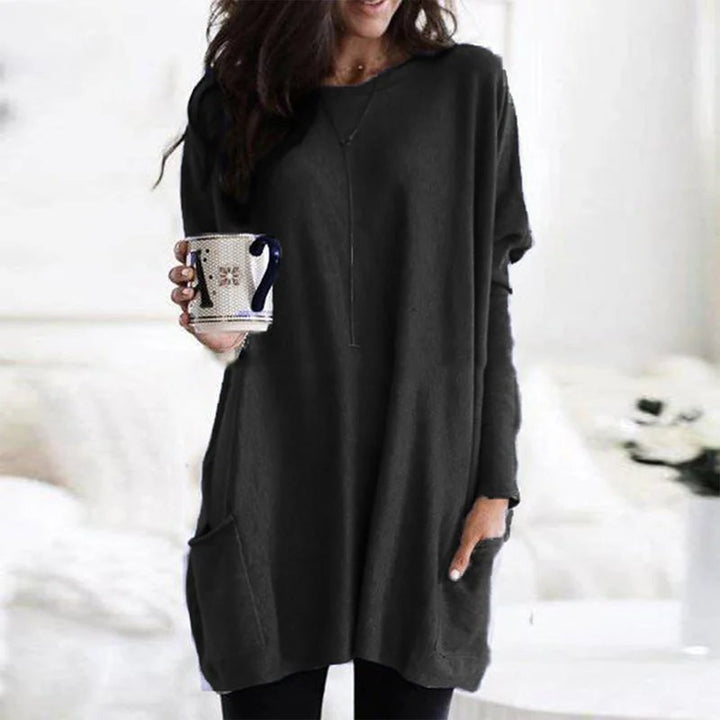 Women's oversized long sleeve tunic, easy to layer for a stylish, comfortable casual look.