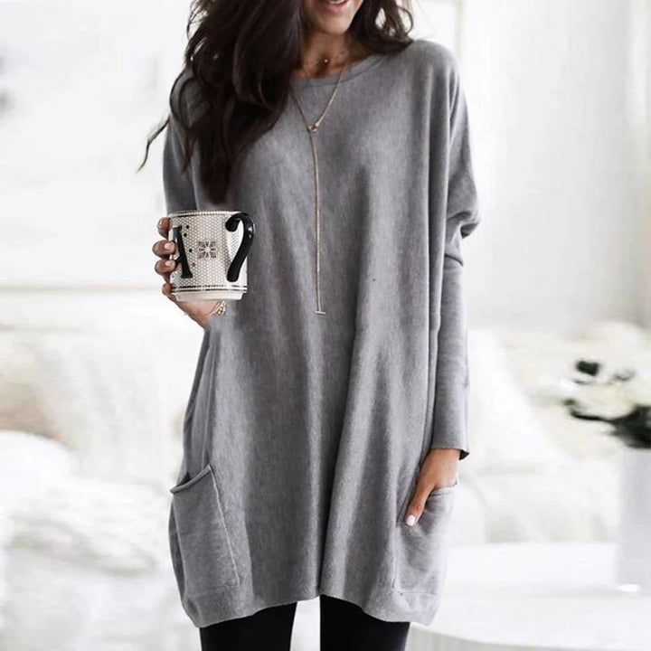 Women's comfortable oversized long sleeve tunic, essential for work from home and casual outfits.