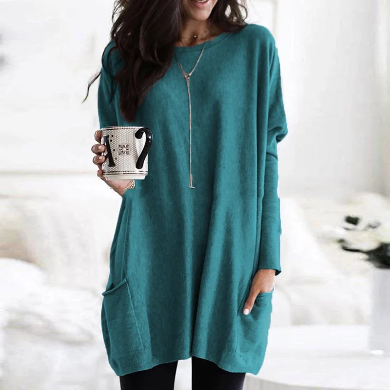 Everyday women's long sleeve oversized tunic top, designed for casual comfort and effortless style.
