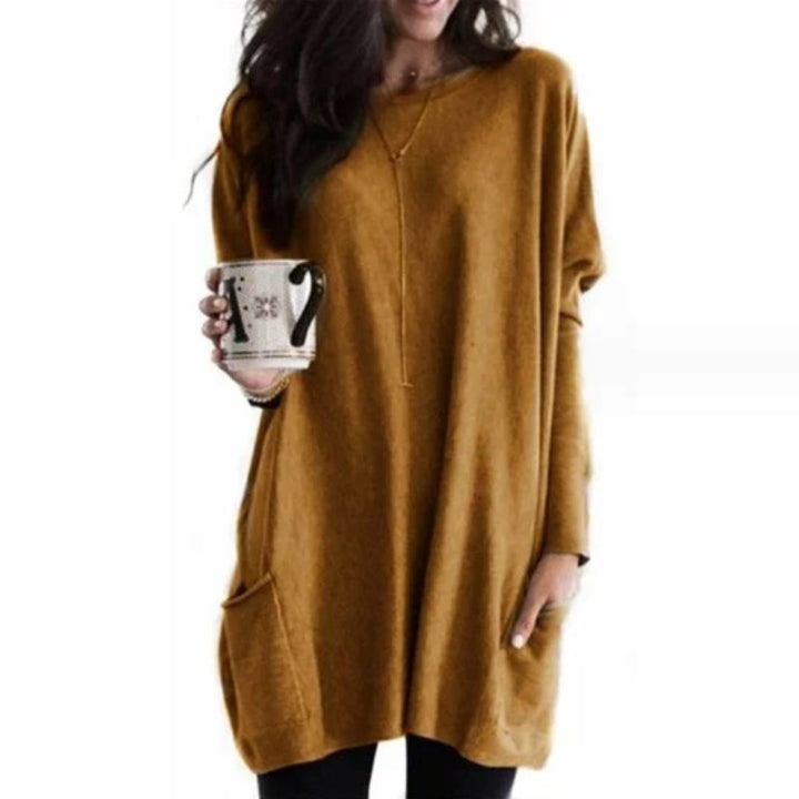 Soft women's oversized long sleeve tunic for casual, comfortable everyday style or lounging.