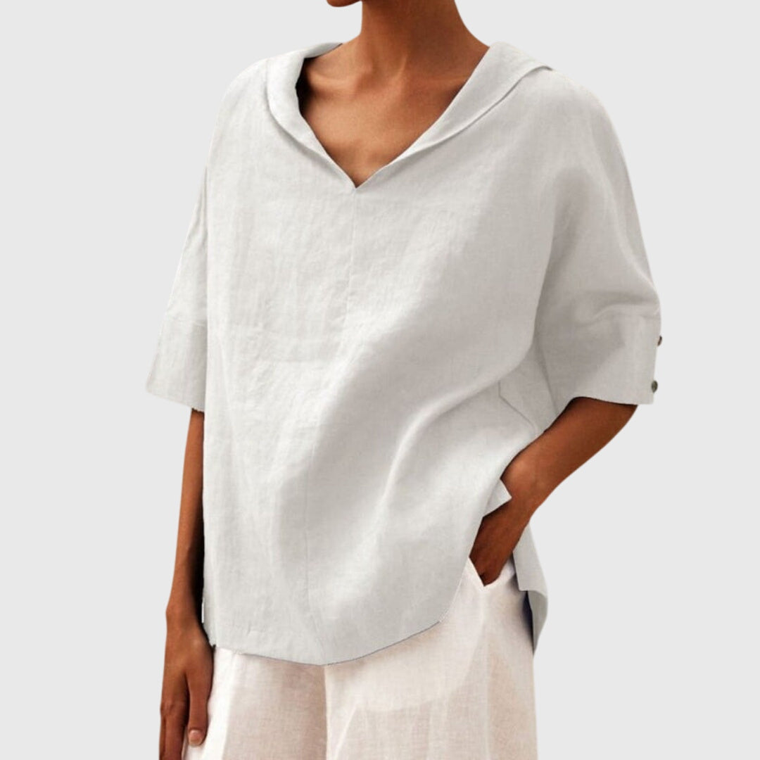 Chic women's long sleeve relaxed fit blouse, versatile for spring & summer casual or everyday fashion.