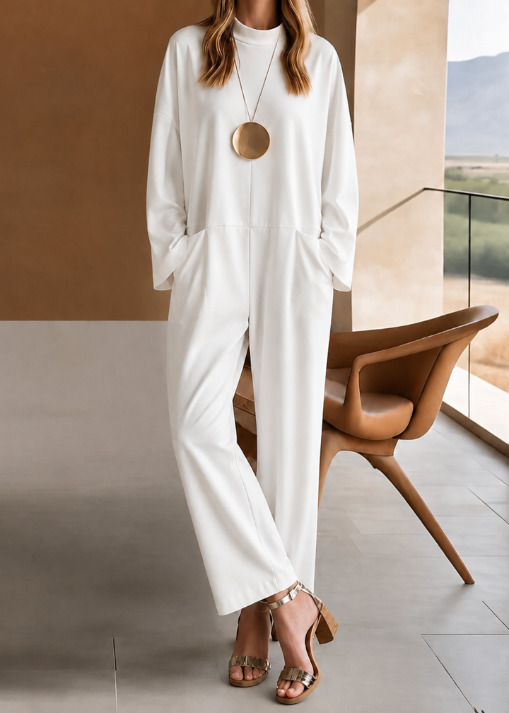 Women's effortless short sleeve wide leg jumpsuit in a relaxed fit. Perfect for casual summer outfits & vacation wear.