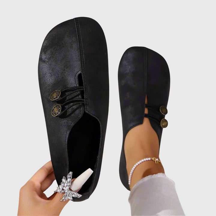 Women's comfortable slip-on flats on foot, perfect for all-day wear, casual style, and effortless walking.