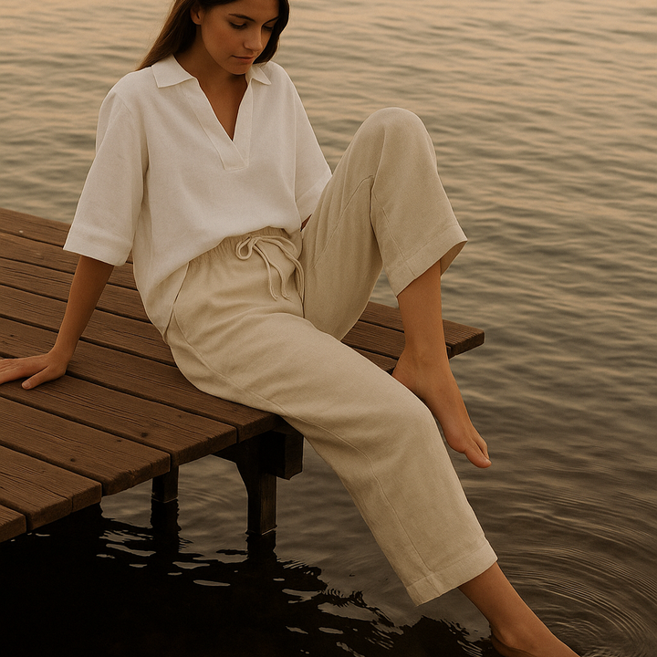 Women's effortless summer trousers, relaxed fit for all-day comfort. Lightweight, versatile casual wear.