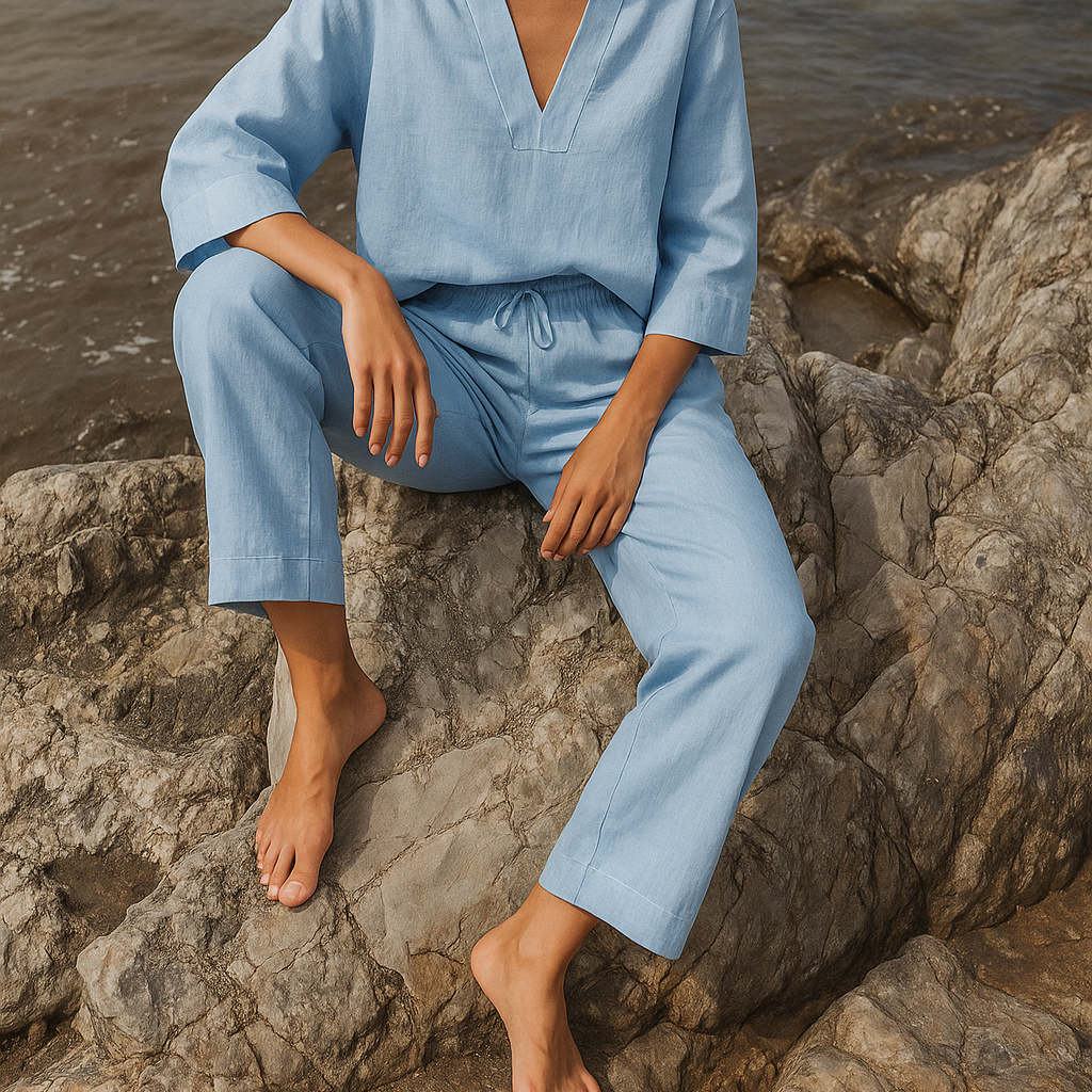 Soft, lightweight women's summer trousers with a relaxed fit. Versatile bottoms for comfortable casual wear.