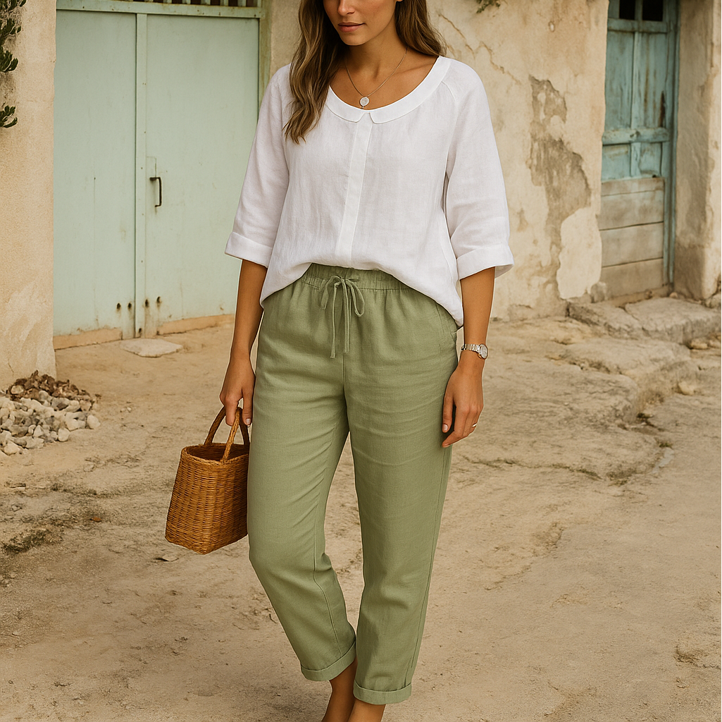 Comfortable women's relaxed fit summer trousers, ideal for everyday style and casual fashion. Lightweight.