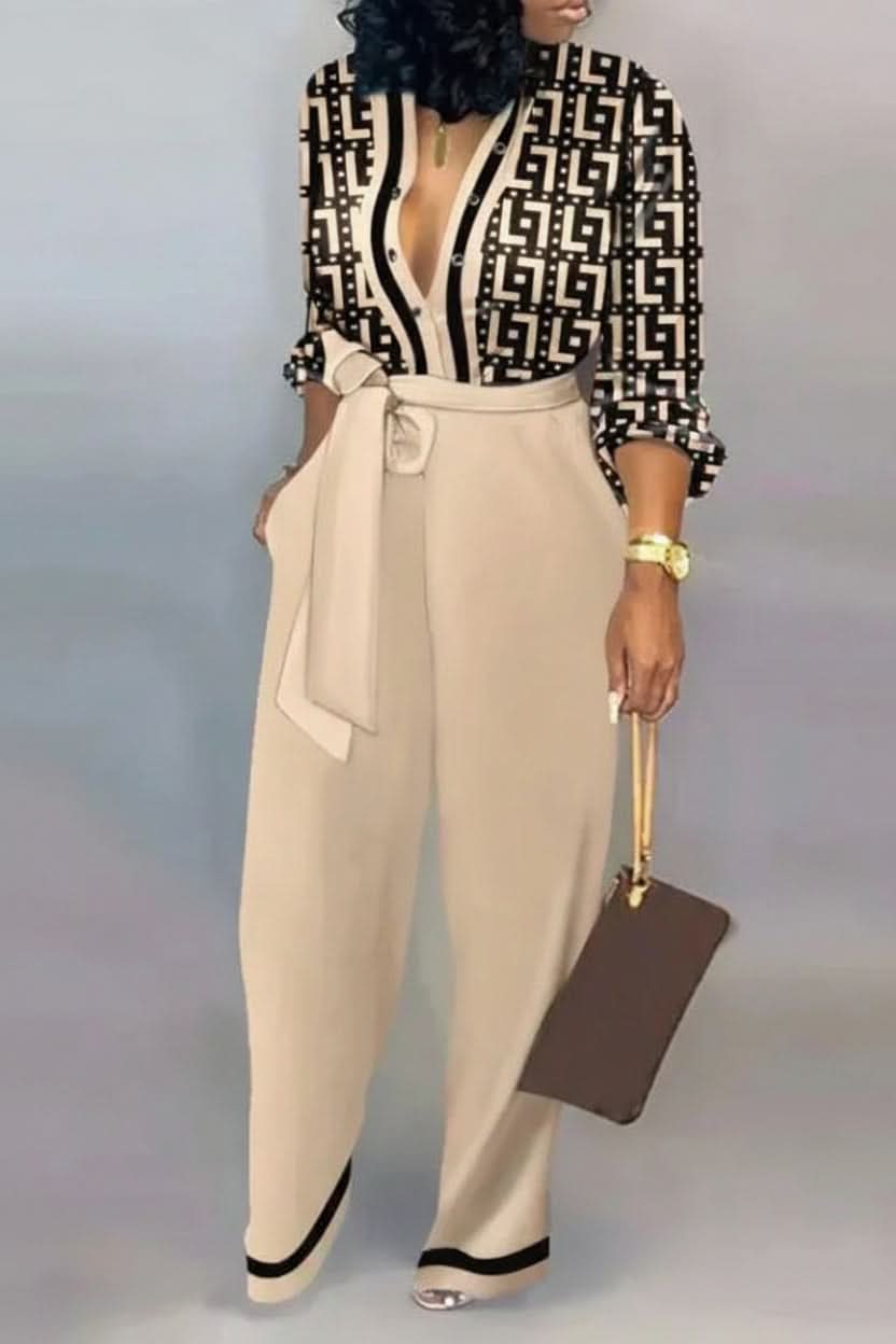 Women's Effortless V-Neck Jumpsuit in a chic, versatile design, perfect for casual spring & summer outfits.