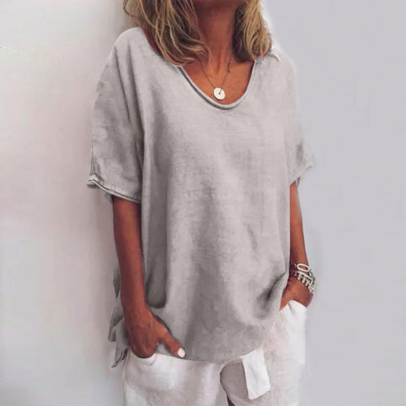 Versatile women's comfort top, relaxed fit blouse ideal for daily wear and easy styling.