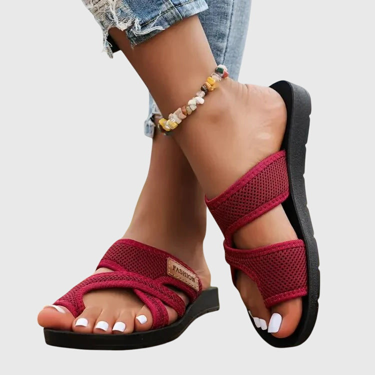 Summer women's orthopedic sandals featuring elastic fit and contoured arch support for ultimate foot health.