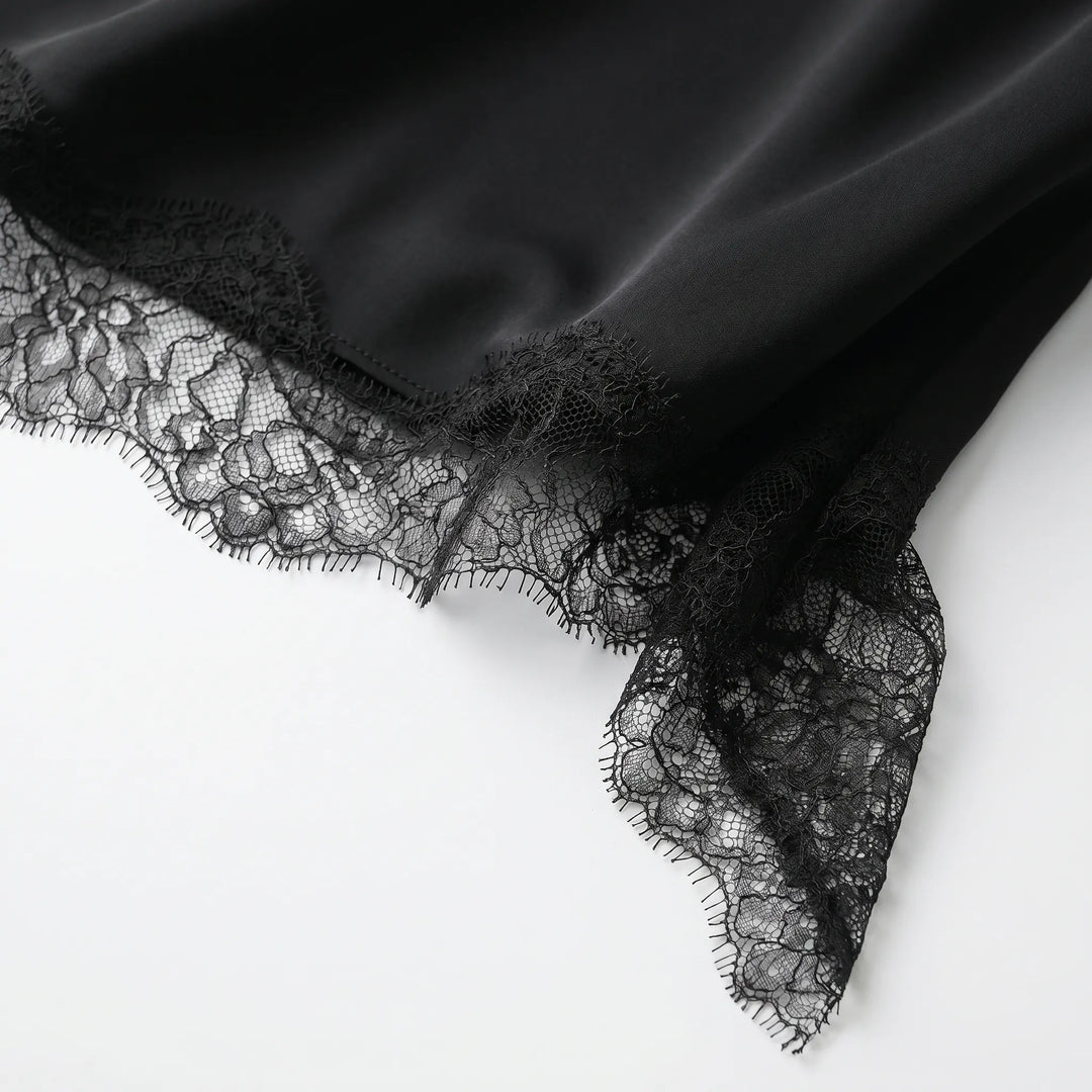 Chic V-neck lace slip dress for women, ideal for formal events, parties, and evening wear.