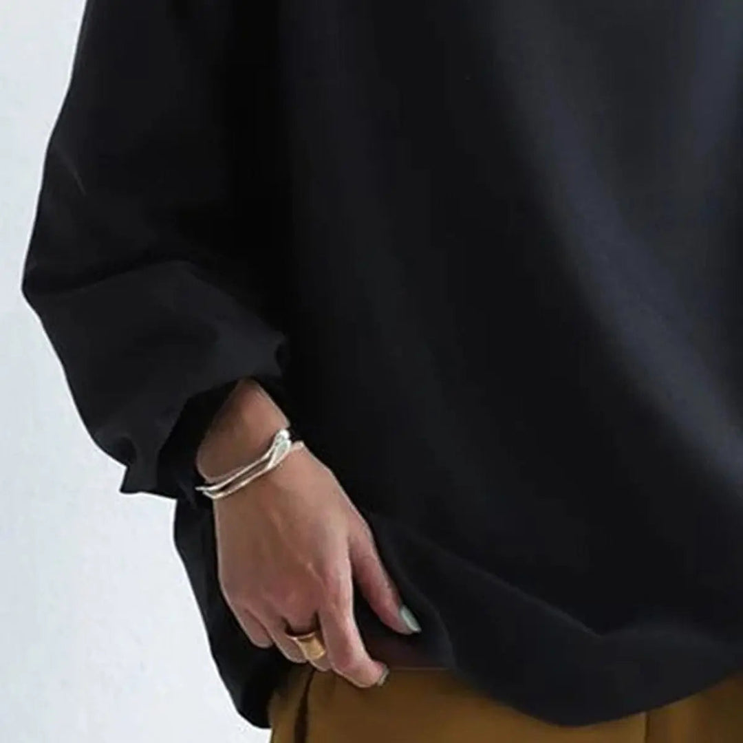 Sophisticated women's high-neck long-sleeve top, perfect for elegant layering in black, blue, or white for any outfit.