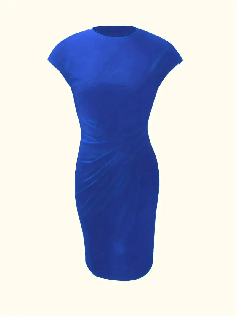 Elegant midi dress for women, featuring a flattering round neck and versatile color options.