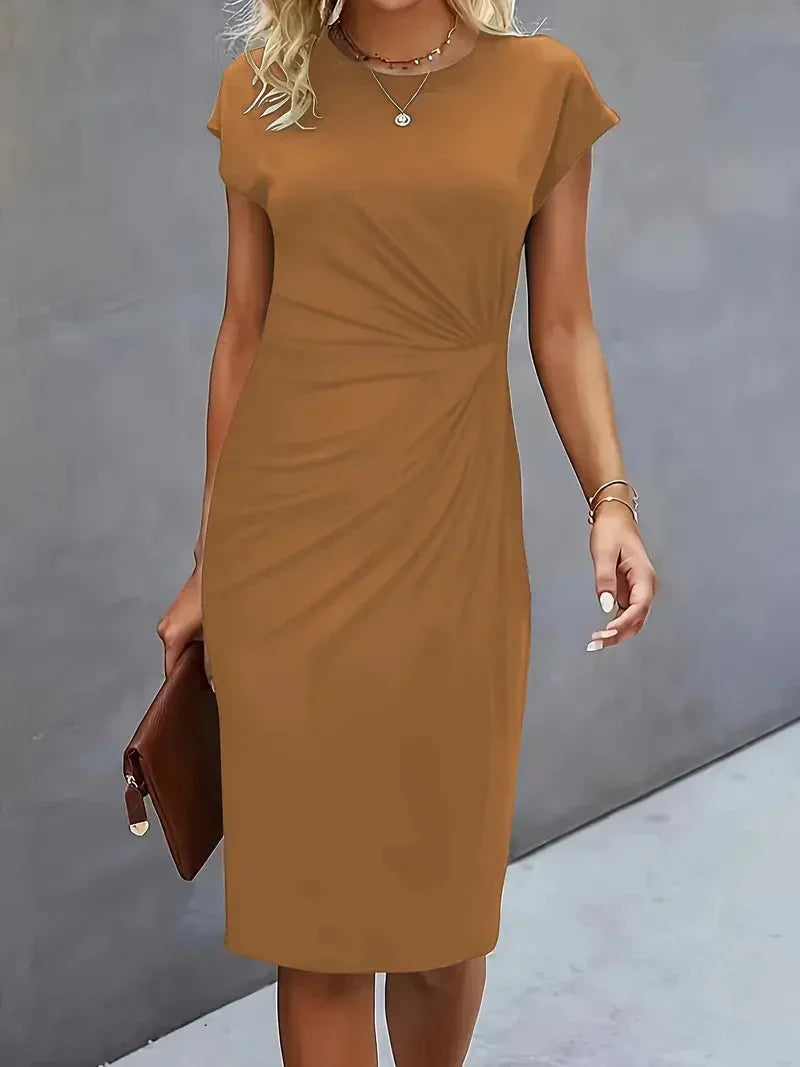Gorgeous party dress: women's elegant midi, flattering round neck, versatile for special events.