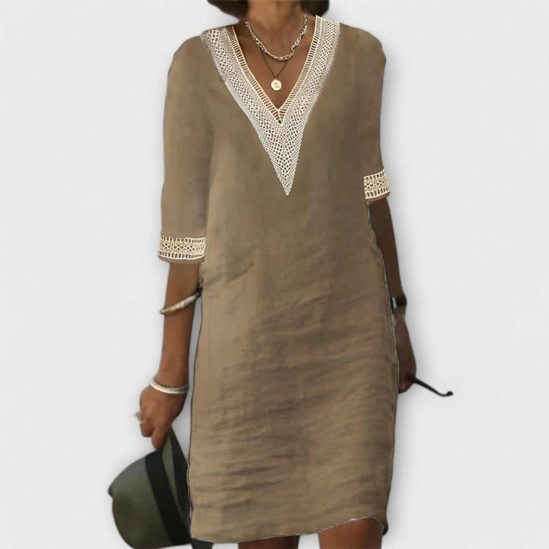 Stylish women's openwork crochet dress, light & flowy. Perfect elegant summer fashion or resort wear.