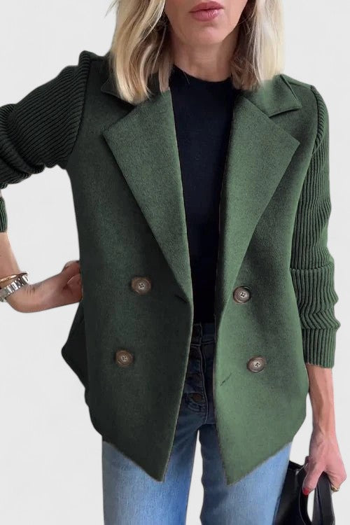 Chic women's double-breasted blazer, versatile for both smart office wear and elevated casual outfits.