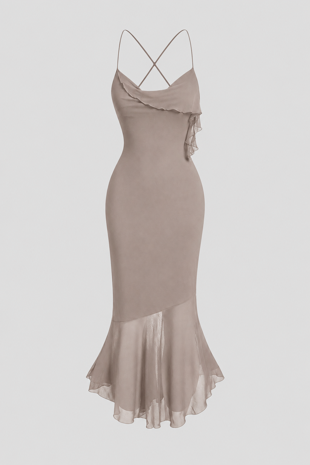 Elegant cocktail midi dress for women. Features a chic asymmetric hem, ideal for special occasion fashion.