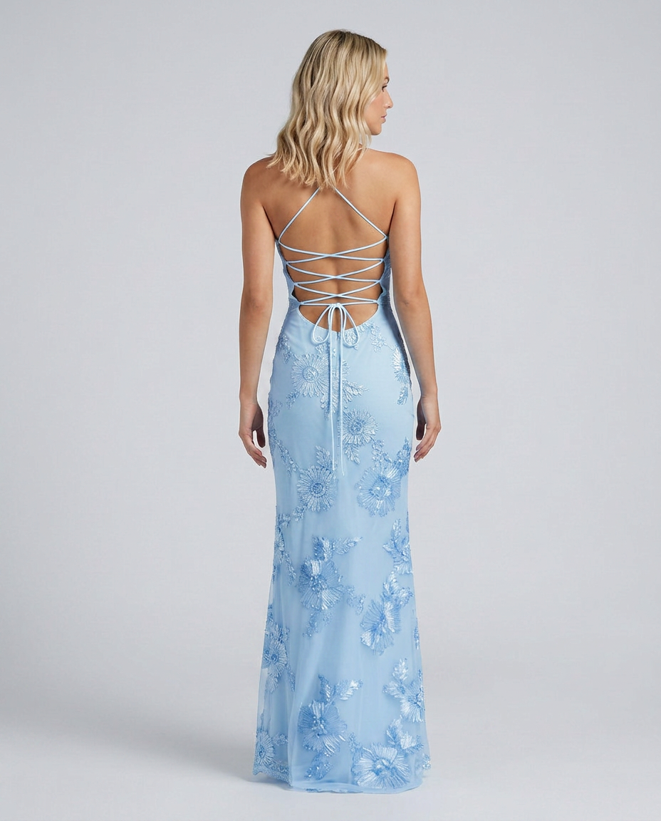 Chic summer floral maxi dress for women, perfect for special occasions with its lace-up back.