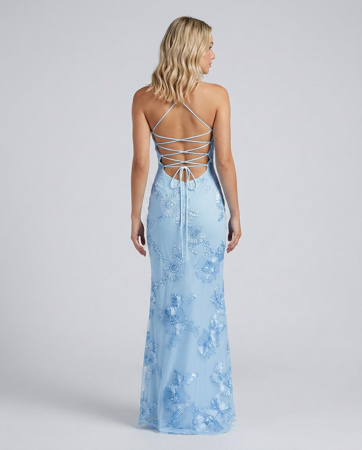 Chic summer floral maxi dress for women, perfect for special occasions with its lace-up back.