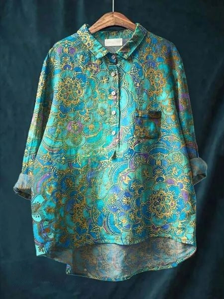 Versatile women's elegant floral blouse, ideal for both casual outfits and professional workwear.