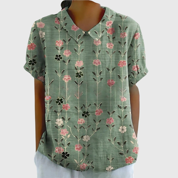 Women's elegant floral long sleeve blouse, perfect for everyday style and spring fashion.
