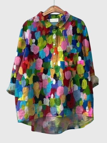 Elegant women's everyday floral print long sleeve top, a comfortable and stylish blouse.