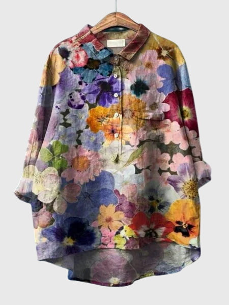 Casual yet chic women's long sleeve floral blouse, ideal for versatile spring fashion.
