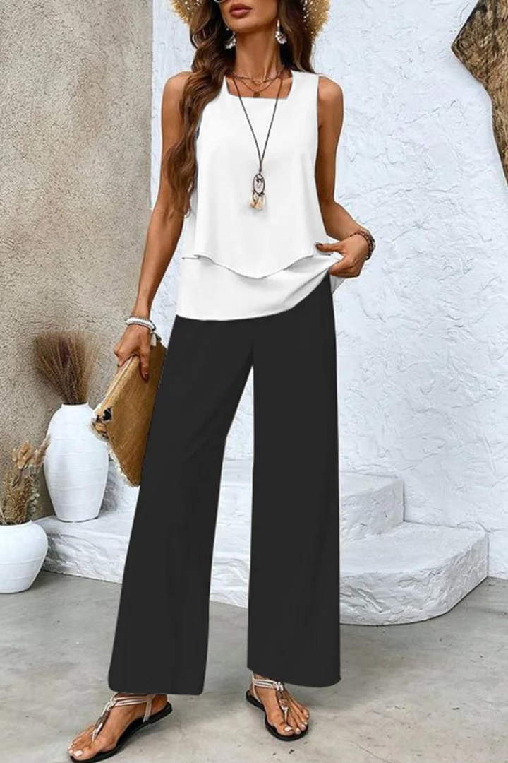 Women's stylish floral two-piece set. Perfect elegant wear for casual outings or spring events.
