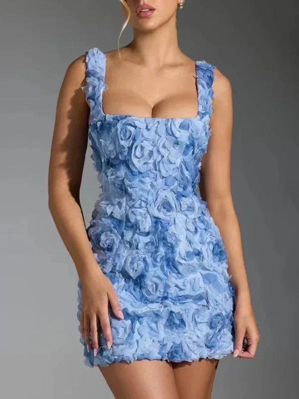 Chic women's party dress: floral textured mini, great for special events.