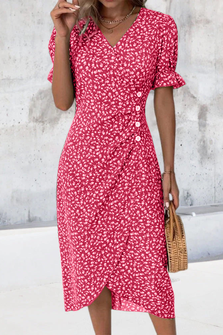 Comfortable & versatile women's flowing midi dress. Elegant design, ideal for spring/summer casual outfits.