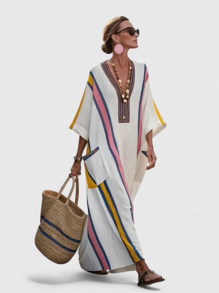 Stylish women's flowy summer maxi dress, offering elegant comfort for everyday wear.