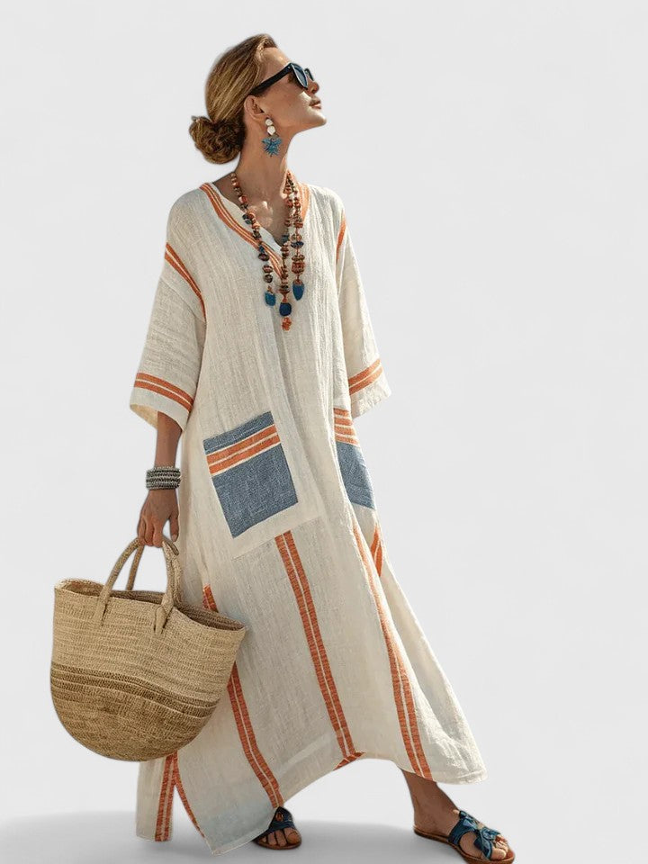 Fashionable women's flowy maxi dress, bringing effortless style to your casual summer wardrobe.