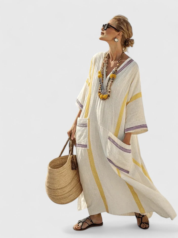 Long elegant women's dress, a beautiful flowy design for both casual and formal summer events.