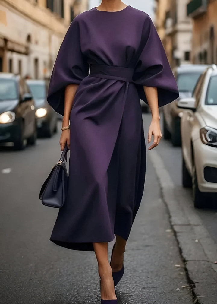 Stylish women's belted maxi dress, a comfortable and elegant flowy long dress perfect for any occasion.