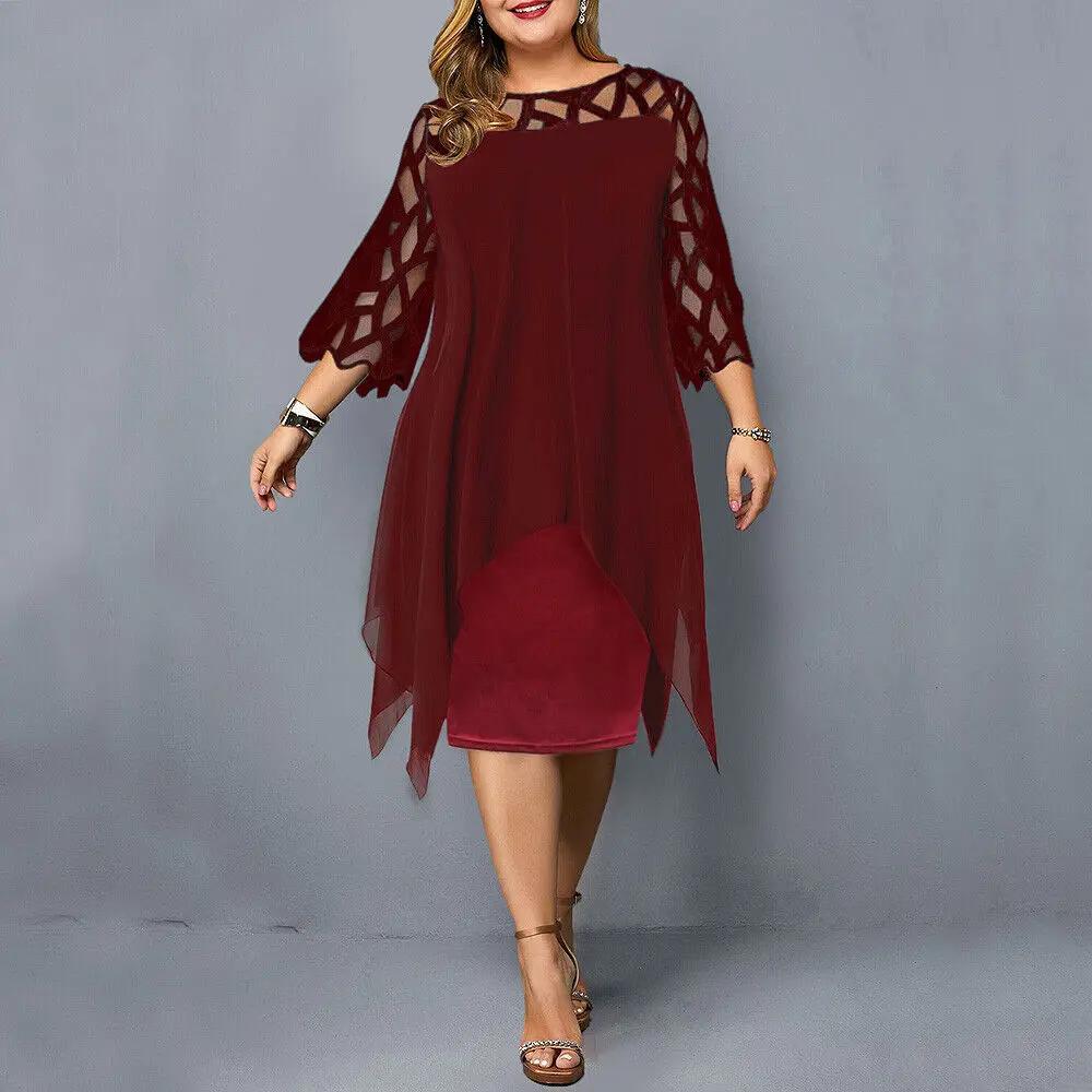 Feminine round neck lace midi dress for women, ideal for elegant evening events & versatile wear.