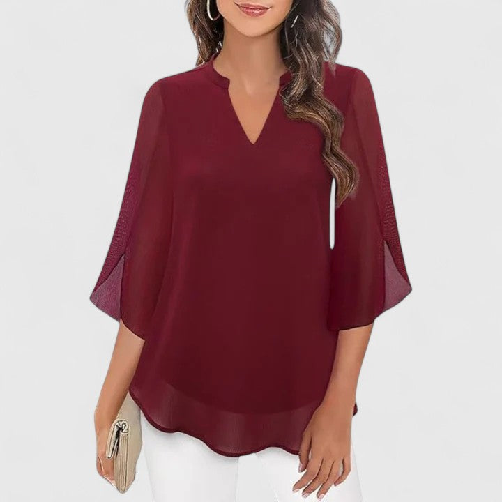 Women's chic long sleeve blouse, an elegant and sophisticated top for office and evening.