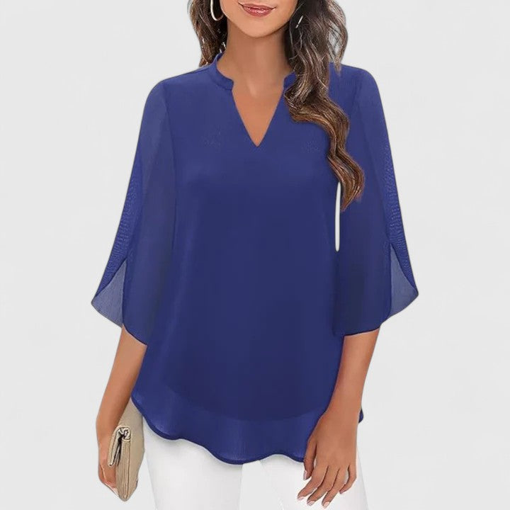 Professional women's blouse, a sophisticated long sleeve top for workwear and elegant events.
