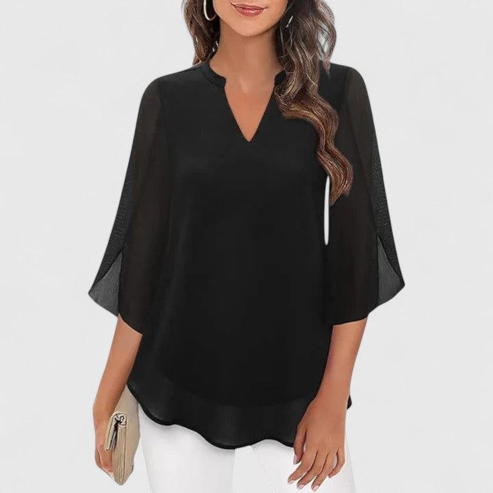 Elegant women's evening blouse, a versatile long sleeve top perfect for chic office fashion.