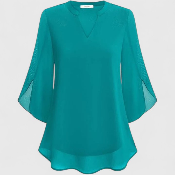 Women's elegant blouse, versatile for both work & evenings. A chic long sleeve office top.