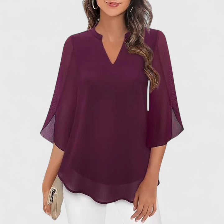 Sophisticated women's long sleeve blouse, perfect for professional office fashion & evening wear.