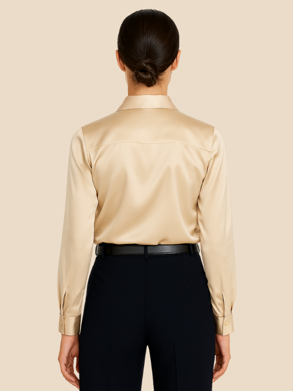 Professional long sleeve blouse, a versatile button-up for women.