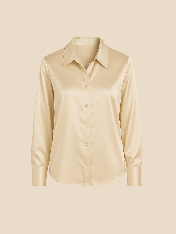 Women's casual chic button blouse, elegant and long-sleeved.