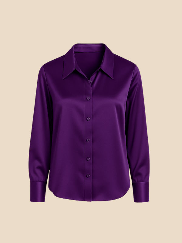 Professional button blouse, long sleeve, designed for women's office fashion.