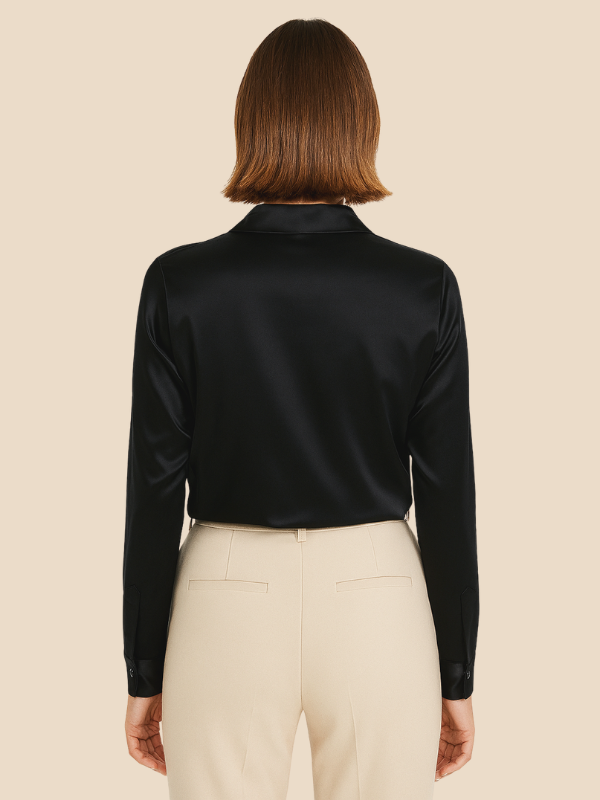 Casual chic long sleeve button-up blouse, elegant for women.