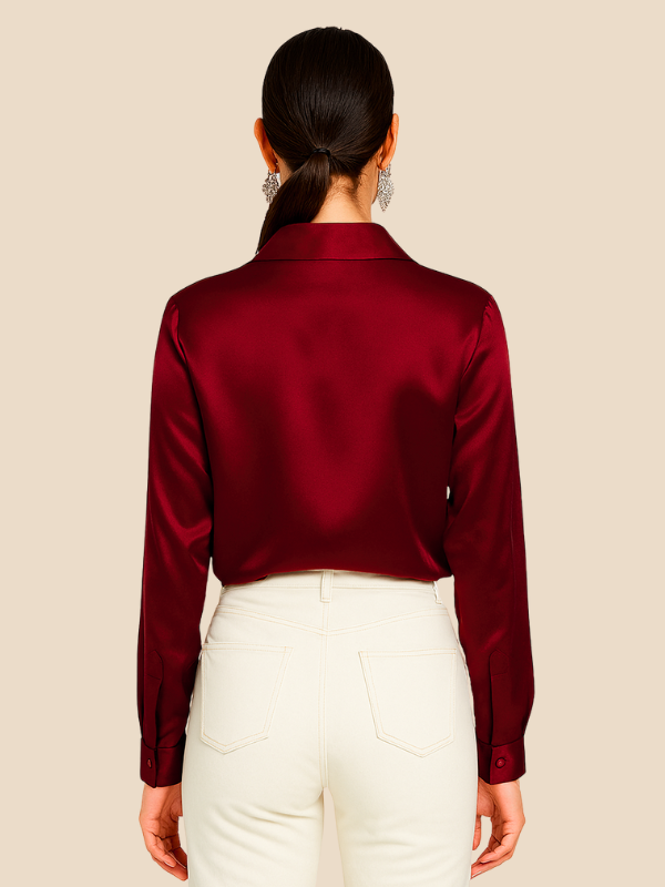 Professional long sleeve button blouse, a versatile office top for women.