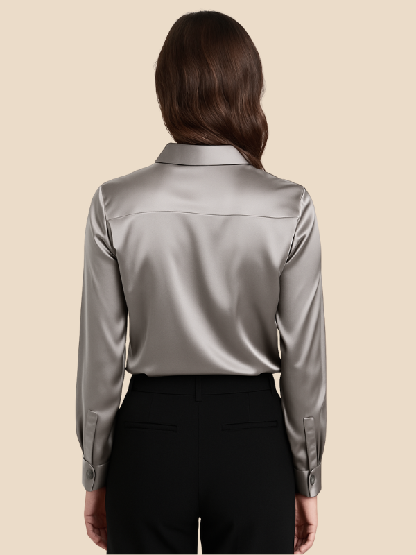 Versatile elegant women's blouse, long sleeve and buttoned for work.