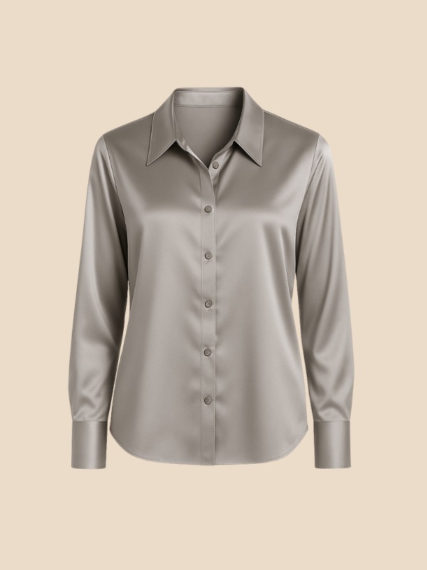Chic office wear long sleeve blouse, button-up for women's professional style.