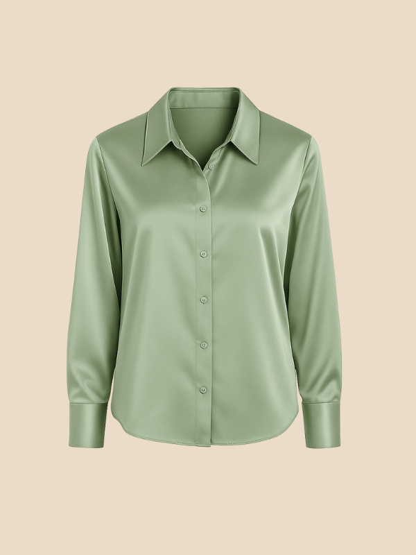 Elegant women's long sleeve blouse, a stylish button-front for professional settings.